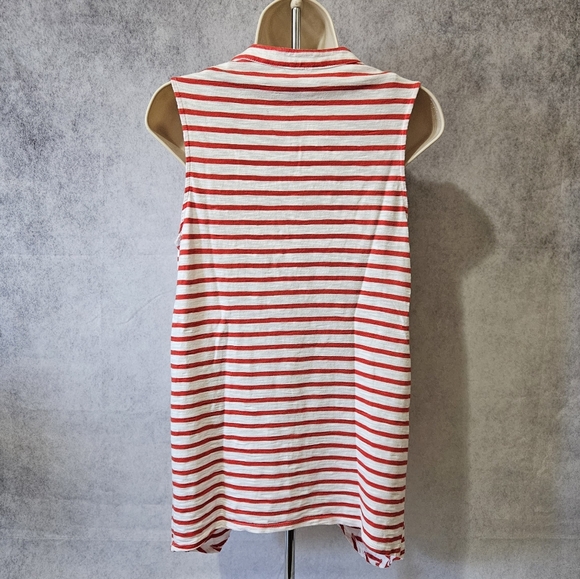 Chicos Sleeveless Striped V-Neck Relaxed Fit Tunic Slub Tank - Picture 4 of 10